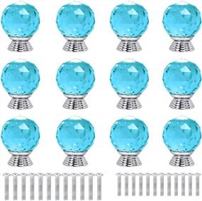 img 4 attached to ANJUU 12 Pcs 30Mm Round Shape Crystal Glass Cabinet Knobs With Screws Drawer Knob Pull Handle Used For Kitchen, Dresser, Door, Cupboard (Azure)
