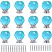 anjuu 12 pcs 30mm round shape crystal glass cabinet knobs with screws drawer knob pull handle used for kitchen, dresser, door, cupboard (azure) logo