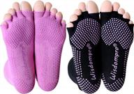 нескользящие носки для йоги без пальцев - 2 пары для женщин и мужчин от wisdompro логотип