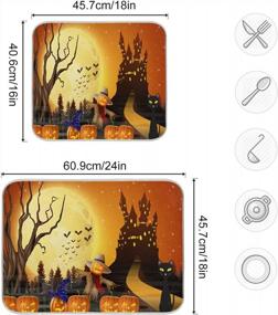 img 2 attached to Коврик для сушки посуды Happy Halloween 18X24 "- Castle Scarecrow Pumpkins Autumn Fall Kitchen Counter Protector