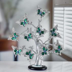 img 4 attached to Blue Evil Eye Turkish Nazar Money Tree Fortune Protection Home Decor Blessing Gift - 9.4Inch Green Butterfly Figurines For Luck.
