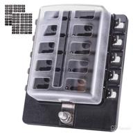 🔌 mictuning led 10-circuit fuse block with cover- illuminated automotive blade fuse holder box логотип