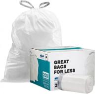 simplehuman code r compatible 2.6 gallon white drawstring garbage bags (200 count) - 16.5" x 18" plasticplace trash liners логотип