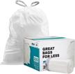 simplehuman code r compatible 2.6 gallon white drawstring garbage bags (200 count) - 16.5" x 18" plasticplace trash liners logo