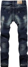 img 3 attached to Men'S Retro Washed Denim Pants | Frayed Ripped Holes Straight Leg | Chouyatou
