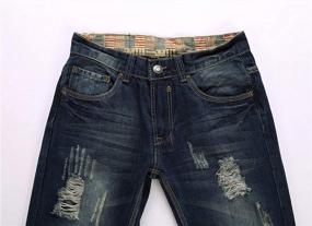 img 2 attached to Men'S Retro Washed Denim Pants | Frayed Ripped Holes Straight Leg | Chouyatou