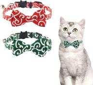 🐱 qutz breakaway cat collar with bell and bow tie, 2 pack, 10 styles - adjustable, cute design, male and female cat collars, fabric logo