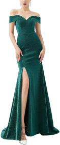 img 4 attached to Shoulder Glittery Bridesmaid Mermaid Evening Women's Clothing ~ Dresses