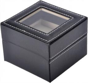 img 1 attached to Organize Your Watches: Valyria Small 2 Mens Black Leather Display Jewelry Case With Glass Top