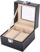 organize your watches: valyria small 2 mens black leather display jewelry case with glass top logo
