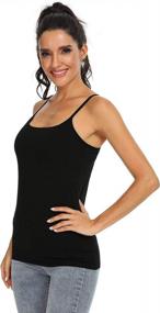 img 3 attached to Essential Women'S Cotton Camisole Tank Tops With Shelf Bra - 3 Pack