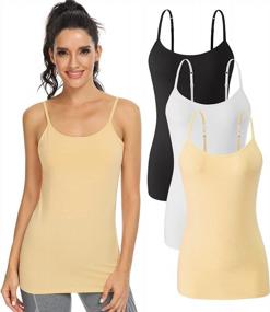 img 4 attached to Essential Women'S Cotton Camisole Tank Tops With Shelf Bra - 3 Pack