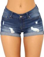 govc women's summer denim jean shorts: mid waist stretchy junior short jeans logo