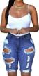 onlypuff women's ripped denim destroyed mid rise stretchy bermuda shorts jeans 1 logo
