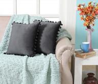 luxury velvet throw pillow covers 18x18 inch - tassels fringe design for farmhouse couch sofa bedroom home decor (2 pc) logo