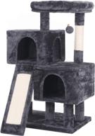 🐱 bewishome cat tree condo: sisal scratching posts, scratching board, plush perch, dual houses, kitty activity center - cat tower furniture & play house for kittens logo