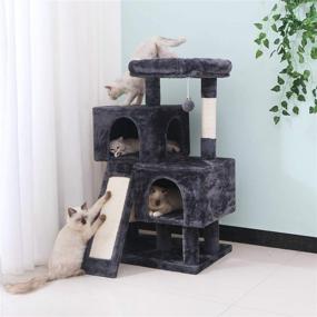 img 3 attached to 🐱 BEWISHOME Cat Tree Condo: Sisal Scratching Posts, Scratching Board, Plush Perch, Dual Houses, Kitty Activity Center - Cat Tower Furniture & Play House for Kittens