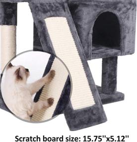 img 2 attached to 🐱 BEWISHOME Cat Tree Condo: Sisal Scratching Posts, Scratching Board, Plush Perch, Dual Houses, Kitty Activity Center - Cat Tower Furniture & Play House for Kittens