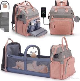 img 4 attached to 🎒 Waterproof Diaper Bag Backpack with Changing Station, Toy Bar, and Sunshade - Ideal Baby Bag for Boys & Girls