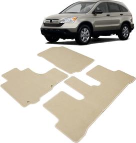 img 3 attached to 🏞️ IKON MOTORSPORTS Beige Nylon Floor Mats Liner Carpets Replacement 3PCS - Factory Fitment for 2007-2011 Honda CR-V, Front Rear Car Floor Mat Compatible