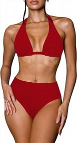 img 3 attached to Cutiefox Women'S 2 Piece Swimsuits Deep V Neck High Waist Tummy Control Bikini Set Bathing Suits