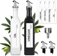 элегантный набор дозаторов для белого оливкового масла и уксуса - 2 упаковки стеклянных графинов на 17 унций с носиками, этикетками и воронкой для использования на кухне логотип