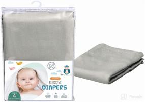 img 4 attached to 👶 Little Pipers Deluxe Bridseye Diapers - 100% Natural Cotton Absorbent Burp Cloths - Grey - 6 Pack