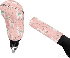 img 4 attached to FOR U DESIGNS Neoprene Car Gear Shift Knob Cover Handbrake Cover Set - Cute Alpaca Pattern - Ideal for Women - 2 Pack