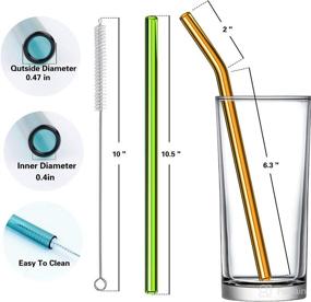 img 3 attached to Pack of 12 Eco-Friendly Glass Straws with 4 Cleaning Brushes - 8.5''x10 MM, Assorted Straight & Bent Reusable Straws for Milkshakes, Frozen Drinks, Smoothies, Tea, Juice and 20 24 30 oz Tumbler