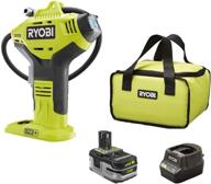 ryobi p737d 18v one+ cordless high pressure inflator with 🔋 digital gauge, 3.0 ah lithium+ hp high capacity battery, charger, and bag логотип