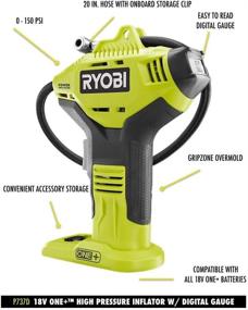 img 2 attached to Ryobi P737D 18V ONE+ Cordless High Pressure Inflator with 🔋 Digital Gauge, 3.0 Ah LITHIUM+ HP High Capacity Battery, Charger, and Bag