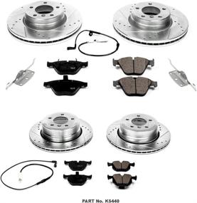 img 2 attached to 🔝 Производительный набор тормозов: Power Stop K5440 передние и задние тормозные колодки Z23 Carbon Fiber с проточенными и просверленными тормозными дисками.