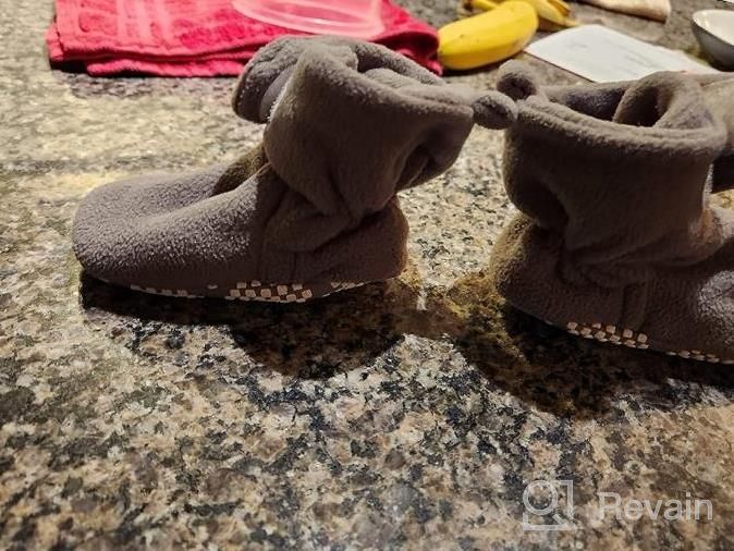 img 1 attached to Warm And Cozy Pro Goleem Fleece Baby Booties - Easy To Put On, Non-Slip And Adjustable Newborn Slippers For Boys And Girls review by Brittany Howard