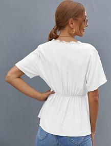 img 2 attached to Stylish And Flattering Women'S Peplum Tops With Deep Wrap V Neck And Short Sleeves