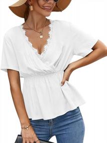 img 3 attached to Stylish And Flattering Women'S Peplum Tops With Deep Wrap V Neck And Short Sleeves