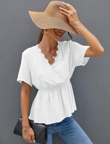 img 1 attached to Stylish And Flattering Women'S Peplum Tops With Deep Wrap V Neck And Short Sleeves
