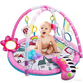 img 4 attached to 👶 Amagoing 4-in-1 Baby Gym Play Mat: Infant Activity Gym with 6 Detachable Toys & Ball Pit for Sensory and Motor Skill Development Discovery, Essential Gifts for Newborns, 0-12 Months Baby Girl Boy