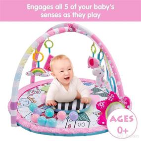 img 2 attached to 👶 Amagoing 4-in-1 Baby Gym Play Mat: Infant Activity Gym with 6 Detachable Toys & Ball Pit for Sensory and Motor Skill Development Discovery, Essential Gifts for Newborns, 0-12 Months Baby Girl Boy