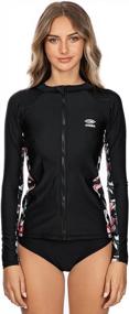 img 3 attached to Stay Stylish And Protected With AXESEA Women'S Printed Rash Guard Long Sleeve Swim Shirt