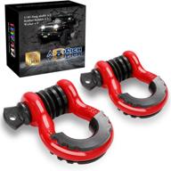 autorich steel d ring shackle 3/4 off-road towing accessories 2 set packaged rubber isolator included heavy duty shackle use with winch double anti-rust (red) logo