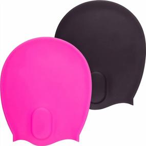 img 4 attached to Dive In Style With The Friendly Swede'S Durable Silicone Swim Caps For Men And Women With Long Hair!