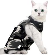 🐱 cat wound surgery recovery suit for abdominal wounds or skin diseases - post-op wear, pajama suit, e-collar alternative for cats (l, camouflage) logo
