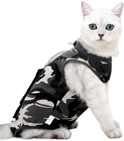 img 4 attached to 🐱 Cat Wound Surgery Recovery Suit for Abdominal Wounds or Skin Diseases - Post-Op Wear, Pajama Suit, E-Collar Alternative for Cats (L, Camouflage)