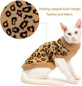 img 1 attached to 🐆 Mihachi Winter Leopard Warm Cat Sweater - Fashionable Knit Vest for Small Animals, Suitable for Cats and Puppies - Brown L