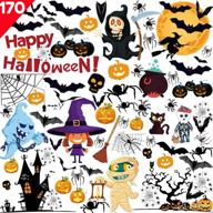 🎃 170pcs halloween window clings decals decorations - 10 sheets pumpkin spider bat ghost witch window stickers for glass decorations, perfect for halloween party windows, glass walls логотип