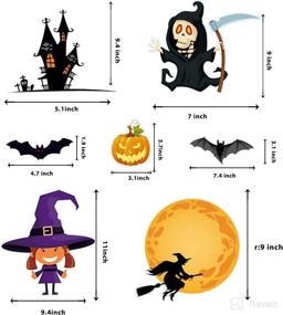 img 1 attached to 🎃 170PCS Halloween Window Clings Decals Decorations - 10 Sheets Pumpkin Spider Bat Ghost Witch Window Stickers for Glass Decorations, Perfect for Halloween Party Windows, Glass Walls