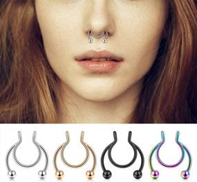 img 3 attached to Коллекция искусственного пирсинга: лучшие искусственные кольца в носу, кольца для перегородки, кольца для губ и серьги-спирали MODRSA для женщин