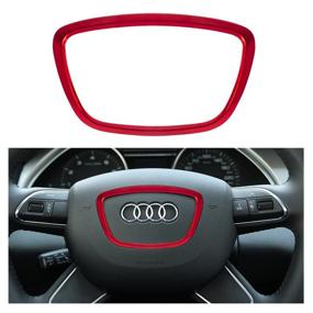 img 4 attached to 🚗 Audi Accessories: LECART Red Metal Steering Wheel Logo Sticker Car Interior Emblem Badge Cover Decor Decals for A4 A3 A5 A6 A7 A8 Q3 Q5 Q7