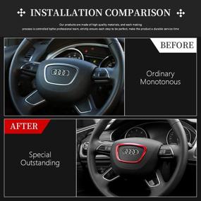 img 3 attached to 🚗 Audi Accessories: LECART Red Metal Steering Wheel Logo Sticker Car Interior Emblem Badge Cover Decor Decals for A4 A3 A5 A6 A7 A8 Q3 Q5 Q7