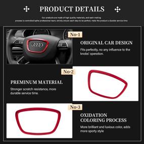 img 2 attached to 🚗 Audi Accessories: LECART Red Metal Steering Wheel Logo Sticker Car Interior Emblem Badge Cover Decor Decals for A4 A3 A5 A6 A7 A8 Q3 Q5 Q7